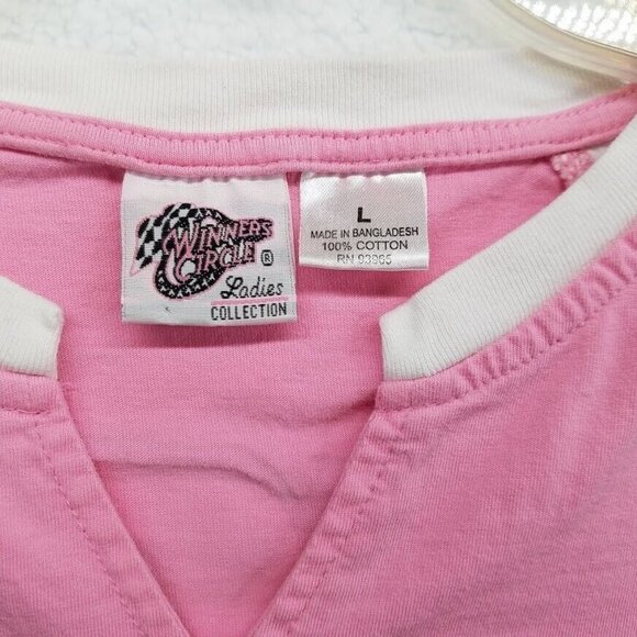 Nascar Shirt Womens Large Joe Gibbs 18 M & M Racing Pink Winners Circle - Picture 3 of 9